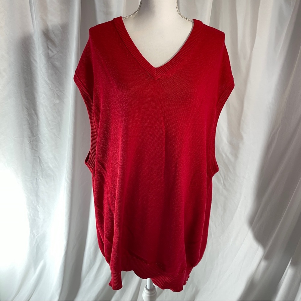 IZOD Club V-Neck Sweater Vest -XL- 100% Egyptian Cotton/ Christmas Red